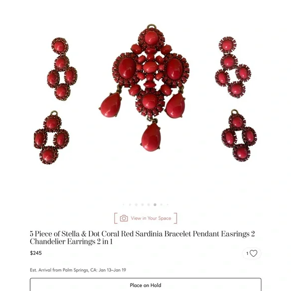 Stella & Dot Coral Red Bracelet Set